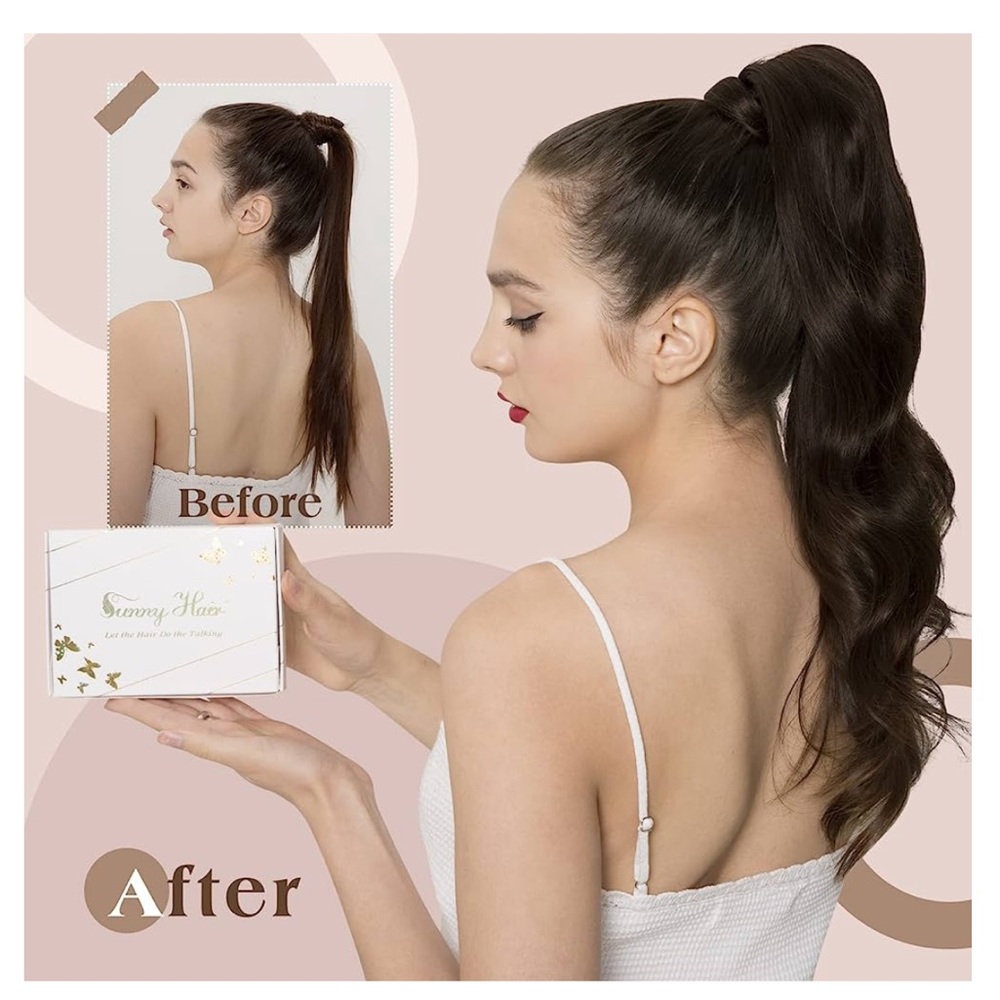 High Ponytail Wavy Clip-In Hair Extension - Dark Brown